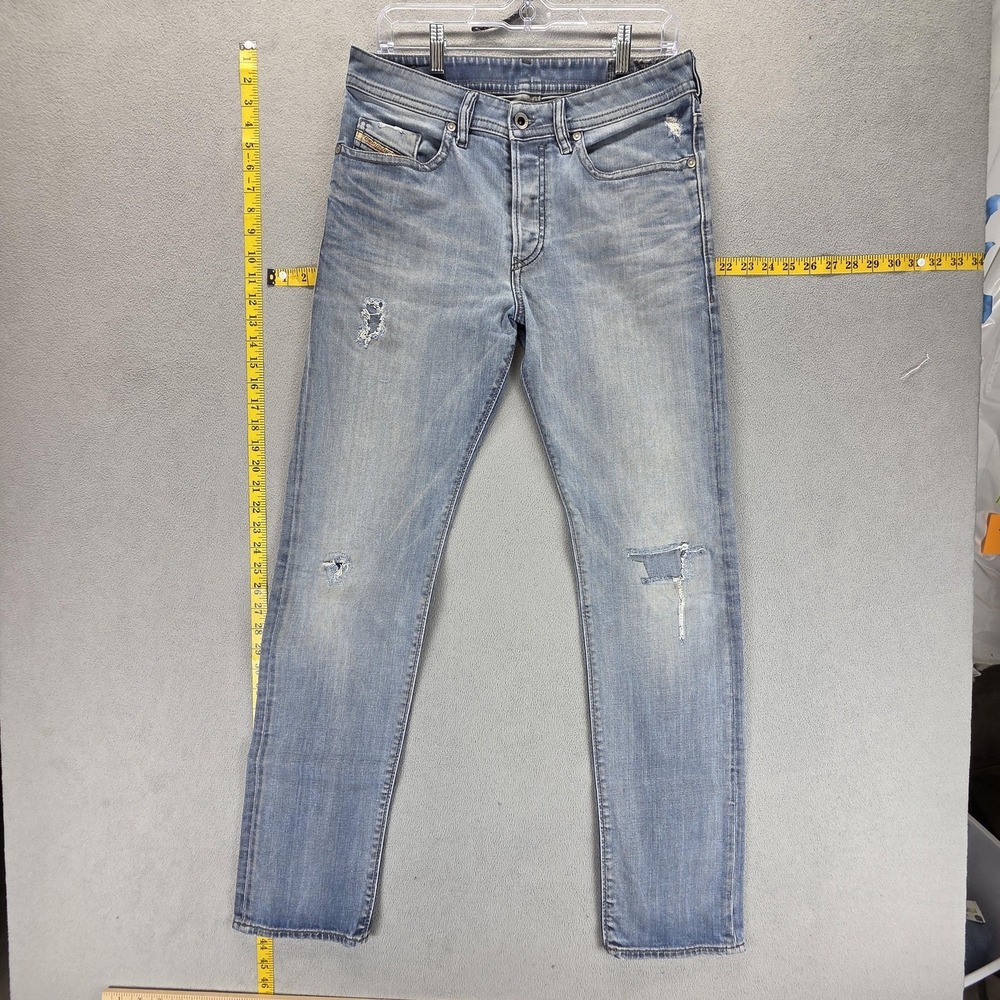 Diesel Jeans Mens 30x32 Blue Buster Regular Slim Tapered Stretch Honeycomb 0845F